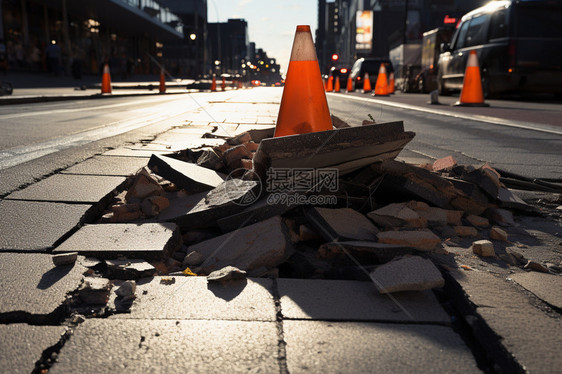 道路维修工程施工现场图片