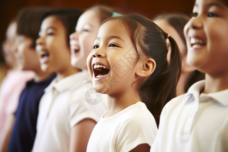 学校合唱团唱歌的小学生图片