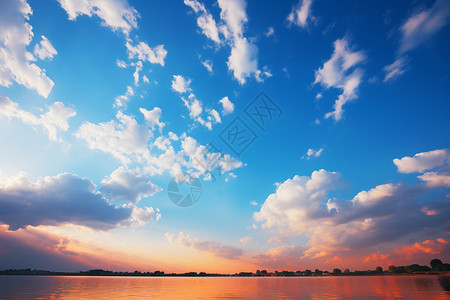 海景天空美丽天空和黄昏下的海岸线背景