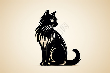 猫咪黑白线型图标图片