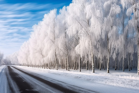 乡村公路结冰的公路背景