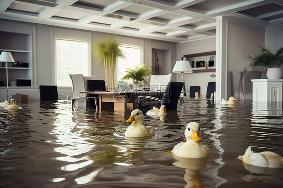 水淹办公室图片