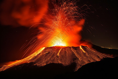 正在喷射的火山图片