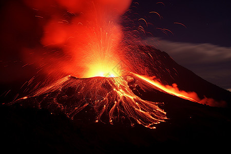 爆发中的火山图片