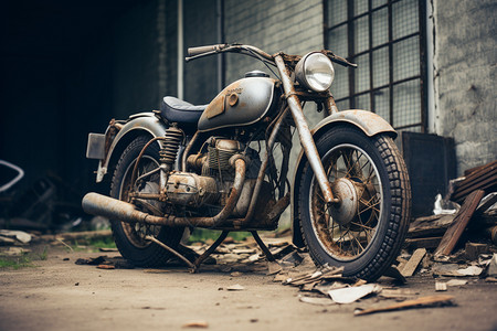 年代久远的老式摩托车图片
