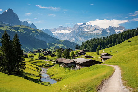 夏季阿尔卑斯山的美丽景观图片