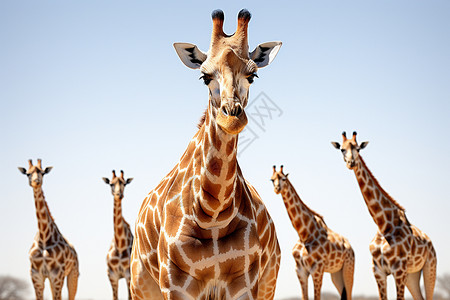 非洲草原上的长颈鹿背景图片