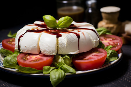餐盘中的番茄奶酪图片