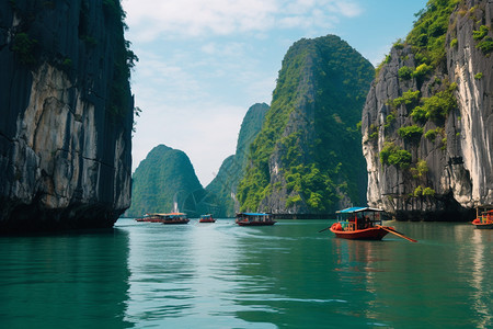 夏季漓江上的游船图片