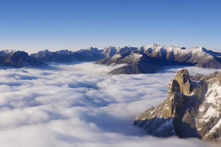 山脉中的云海景观图片