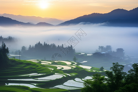 农村种植的梯田景观图片