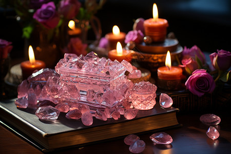复古典雅的粉红色水晶簇图片