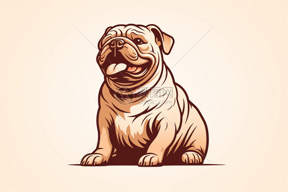 卡通风格的沙皮狗狗插图图片
