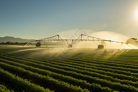 乡村田野中的自动化灌溉系统图片