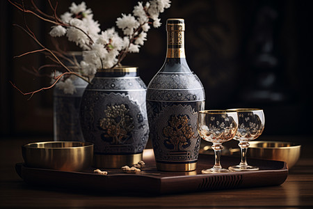 立体雕花传统瓷器酒具图片