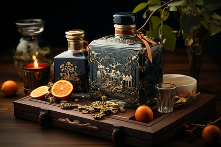 传统艺术感的酒罐图片