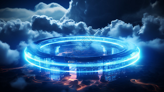 科技蓝云背景图片