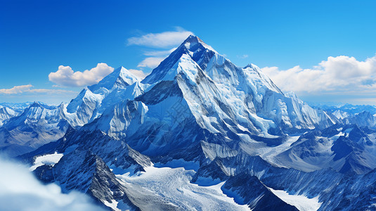 山峰景观白雪皑皑山顶高清图片