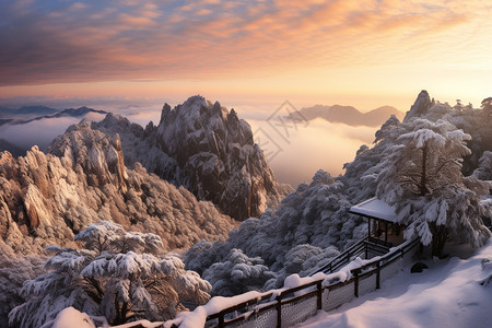 中国冬天的山脉图片