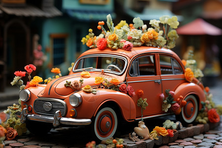花朵装饰的车辆图片