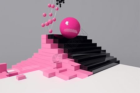黑粉色楼梯抽象插图图片
