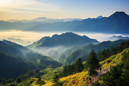 小清新风景美丽的山脉景色背景