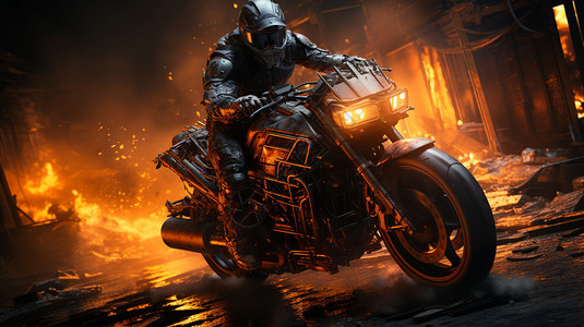 骑黑色摩托车背景图片