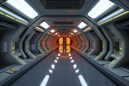 未来感飞船隧道图片