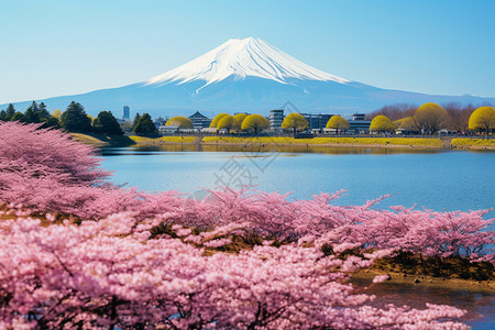 日本富士山景色春天的富士山背景