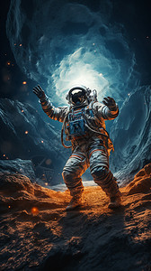 宇航员在月球背景图片