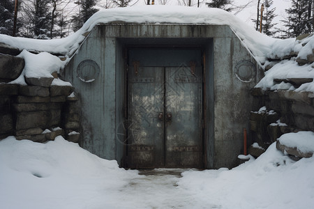 冬季铁门入口图片