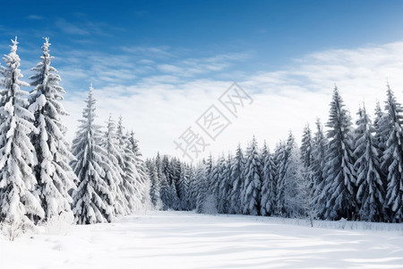 霜冻的松林图片