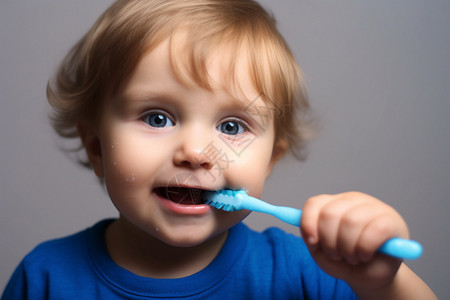 刷牙的外国儿童图片