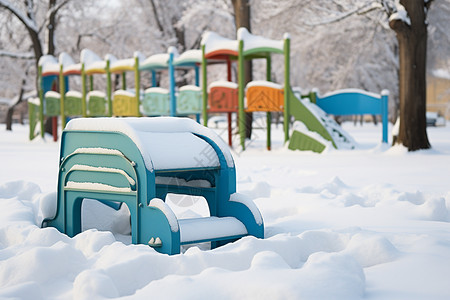 雪滑梯雪地里的游乐园背景