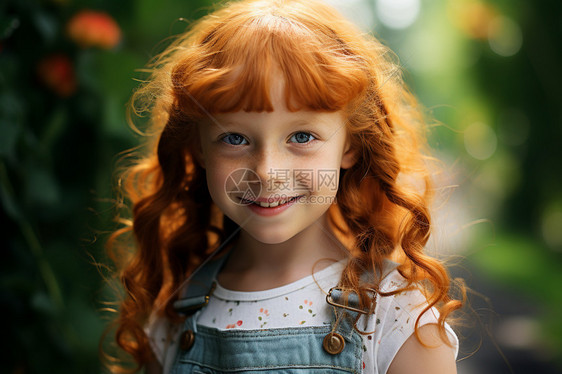 微笑的红发女孩图片