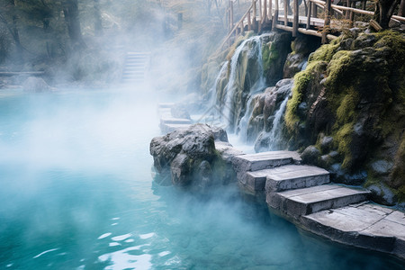 自然温泉温泉水池背景