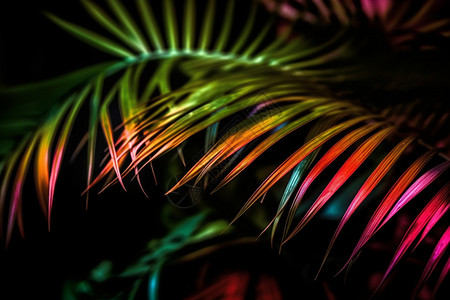黑暗中的棕榈叶图片