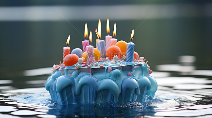 水中创意生日蛋糕图片