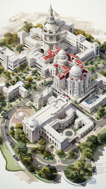 欧式大学建筑群图片