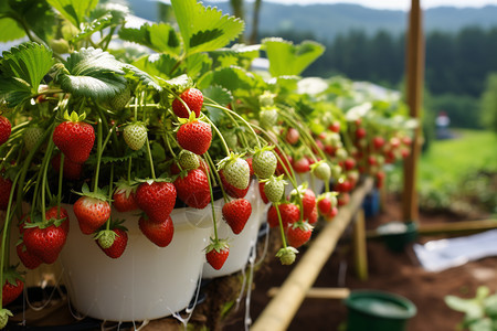 农场中生长的草莓图片