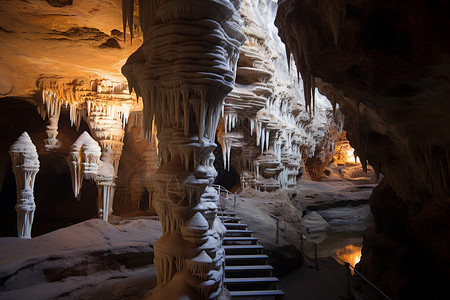 天然形成的钟乳石洞穴背景图片