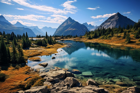 壮观的高山湖泊景观图片