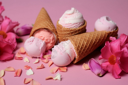 美味的花香冰淇淋背景图片