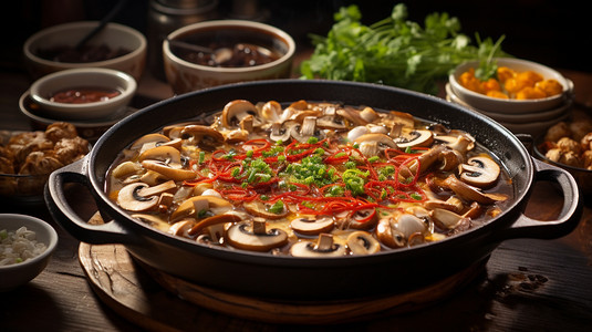 营养美味的蘑菇火锅图片