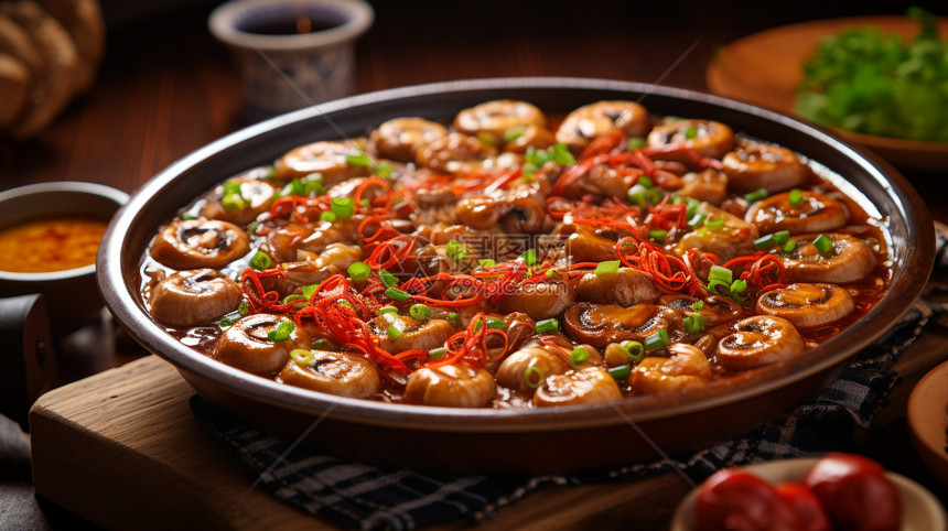 传统特色美食的蘑菇火锅图片