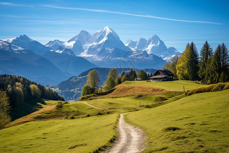 夏季阿尔卑斯山的美丽景观图片