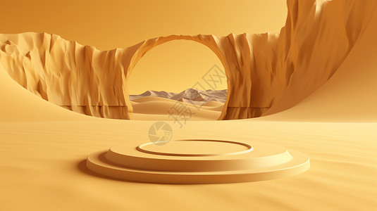 创意美感沙漠背景产品展台背景图片