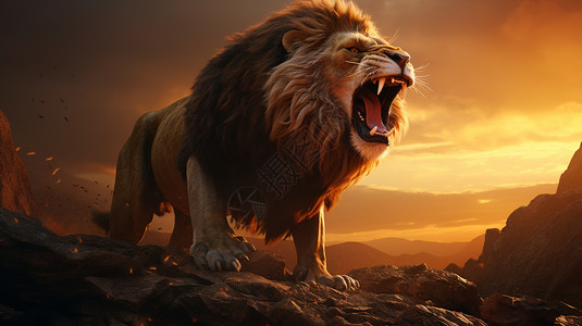 咆哮的狮子背景图片