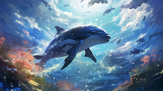 梦幻海洋中的鲸鱼图片