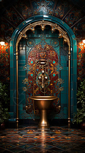 奢华的浴室彩色瓷砖背景图片